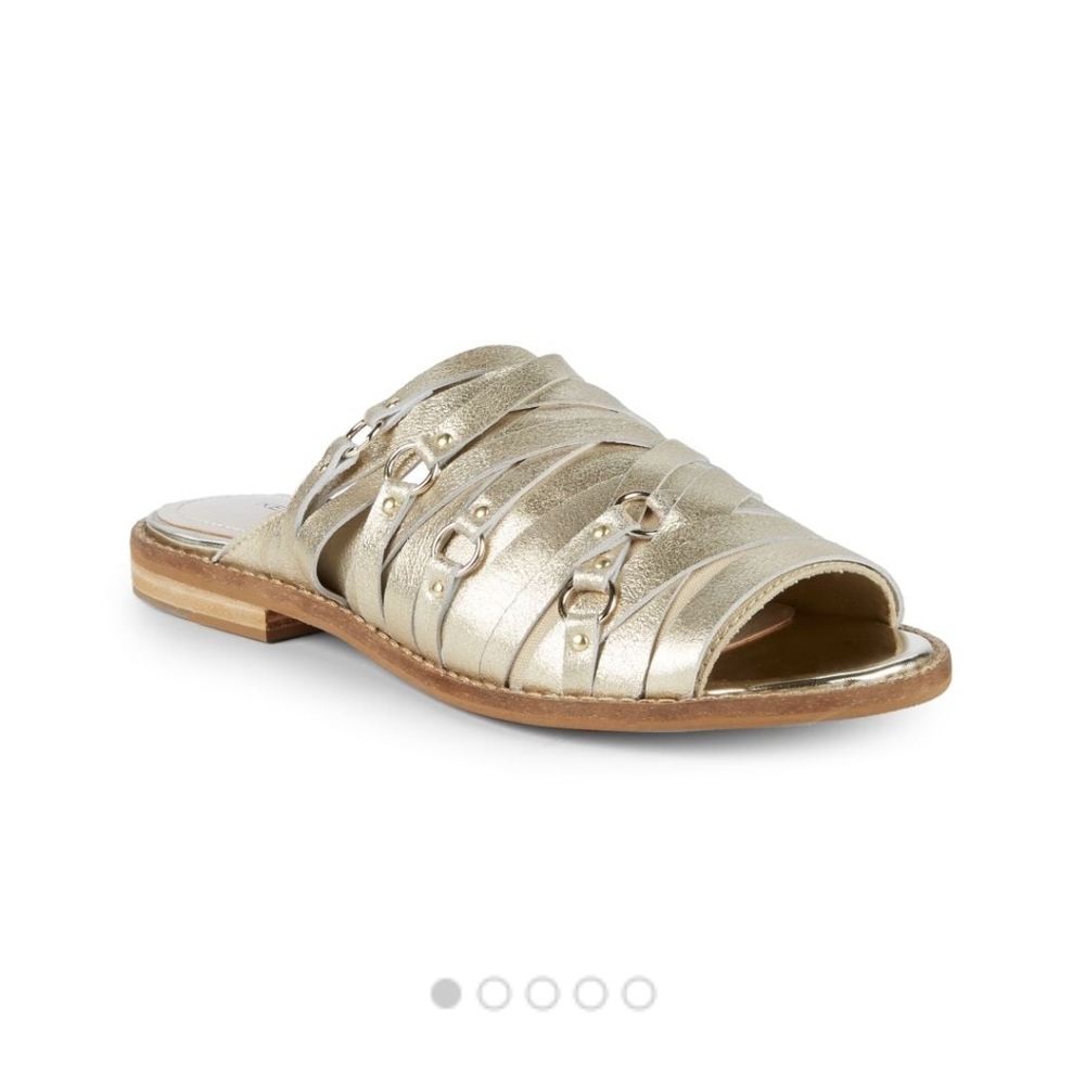 Kelsi Dagger Metallic Slides Mules 7.5 NWT